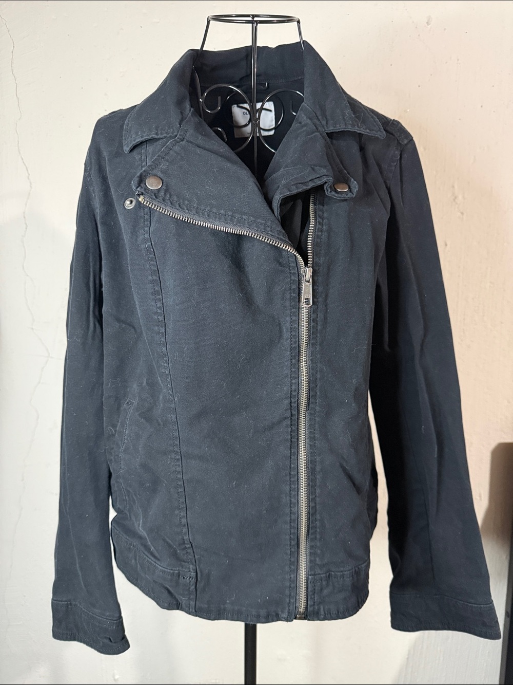 Old Navy L Black Moto Zip-Accent Jacket